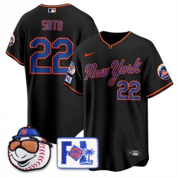 New York Mets #22 Juan Soto Black 2025 Spring Training Stitched Jersey