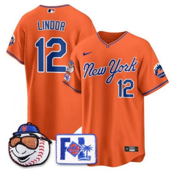 New York Mets #12 Francisco Lindor Orange 2025 Spring Training Stitched Jersey