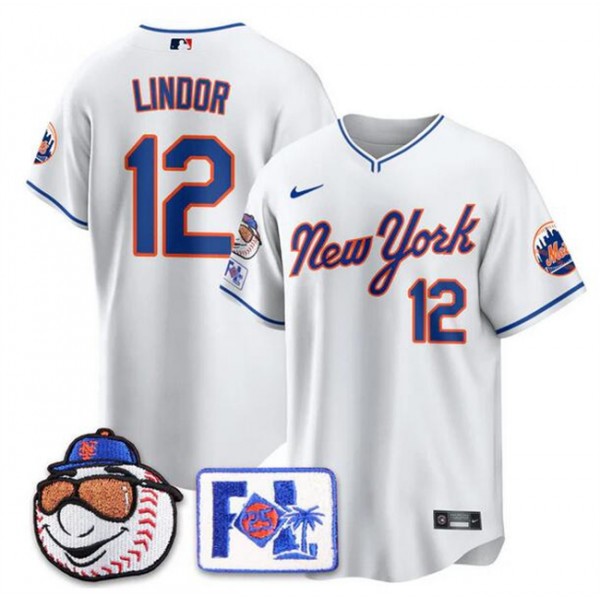 New York Mets #12 Francisco Lindor White 2025 Spring Training Stitched Jersey