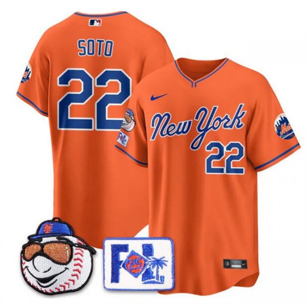 New York Mets #22 Juan Soto Orange 2025 Spring Training Stitched Jersey