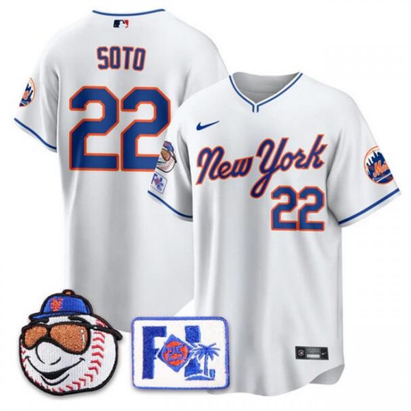 New York Mets #22 Juan Soto White 2025 Spring Training Stitched Jersey