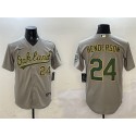 Oakland Athletics #24 Ricky Henderson Gray With Patch Stitched Jersey