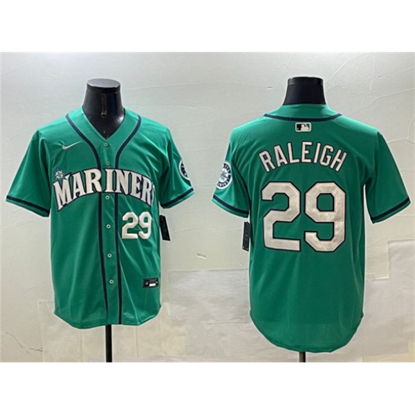Seattle Mariners #29 Cal Raleigh Aqua Limited Stitched Jersey
