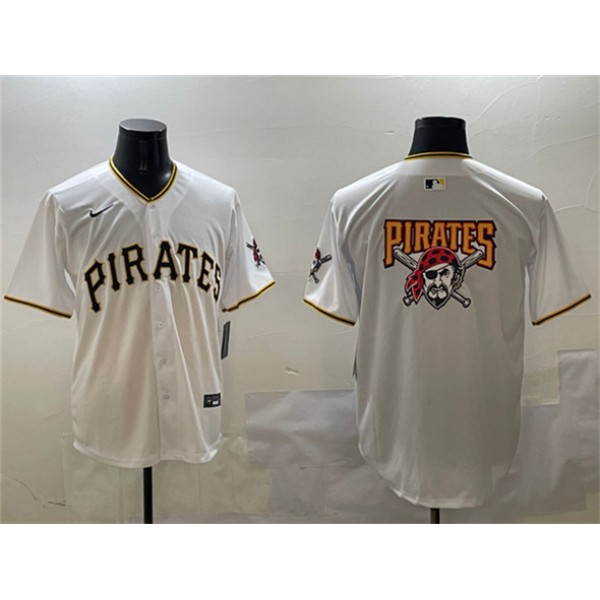 Pittsburgh Pirates Team Big Logo White Home Limited Stitched Jersey