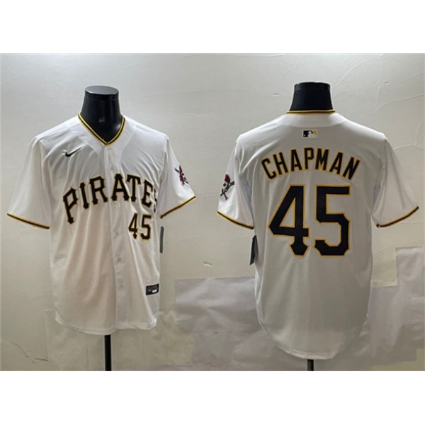 Pittsburgh Pirates #45 Aroldis Chapman White Home Limited Stitched Jersey