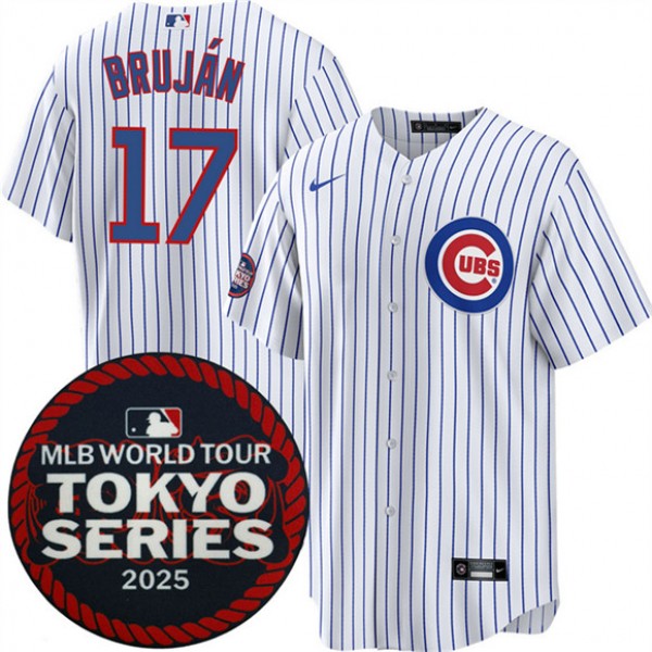 Chicago Cubs #17 Vidal Bruján White 2025 World Tour: Tokyo Series Home Stitched Jersey