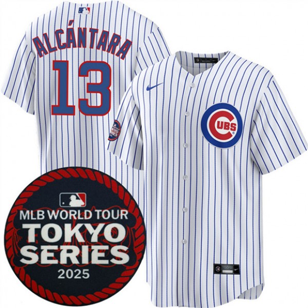 Chicago Cubs #13 Kevin Alcántara White 2025 World Tour: Tokyo Series Home Stitched Jersey