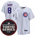 Chicago Cubs #8 Ian Happ White 2025 World Tour: Tokyo Series Home Stitched Jersey