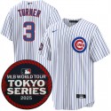 Chicago Cubs #3 Justin Turner White 2025 World Tour: Tokyo Series Home Stitched Jersey