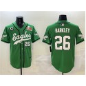 Philadelphia Eagles #26 Saquon Barkley Green 2025 Super Bowl LIX And 3-Star C Patch Stitched Jersey