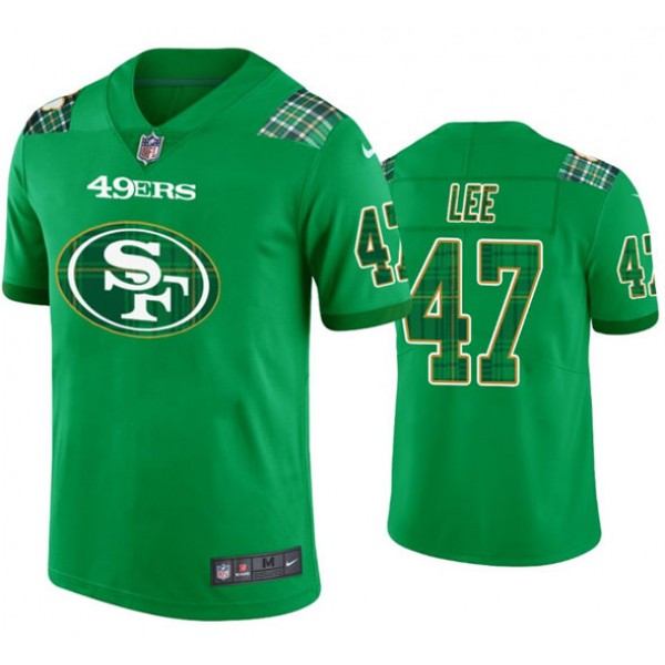 San Francisco 49ers #47 Elijah Lee Kelly Green St. Patricks Day Stitched Jersey