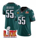 Philadelphia Eagles #55 Brandon Graham Green 2025 Super Bowl LIX Patch And 4-Star C Gold Patch New F.U.S.E. Vapor Limited Stitched Jersey