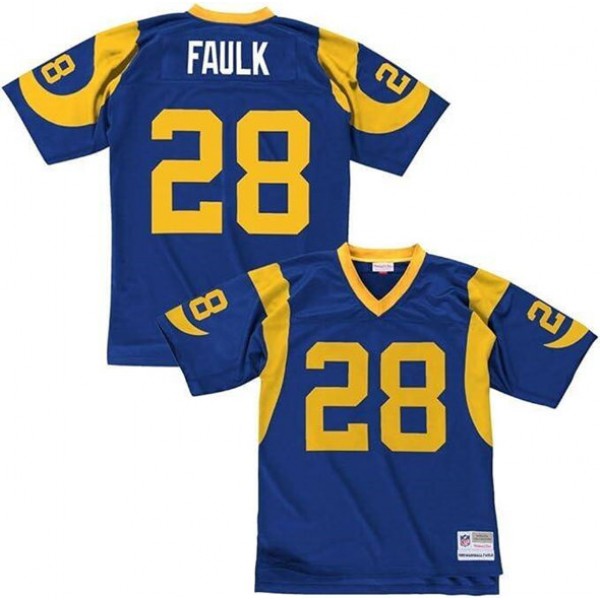 Los Angeles Rams Custom Blue Mitchell Ness Throwback Stitched Jersey