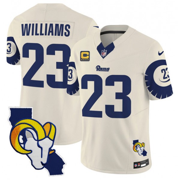 Los Angeles Rams #23 Kyren Williams Bone 2025 4-Star C Patch F.U.S.E. V2 Limited Stitched Jersey