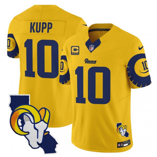 Los Angeles Rams #10 Cooper Kupp Gold 2025 4-Star C Patch F.U.S.E. V2 Limited Stitched Jersey