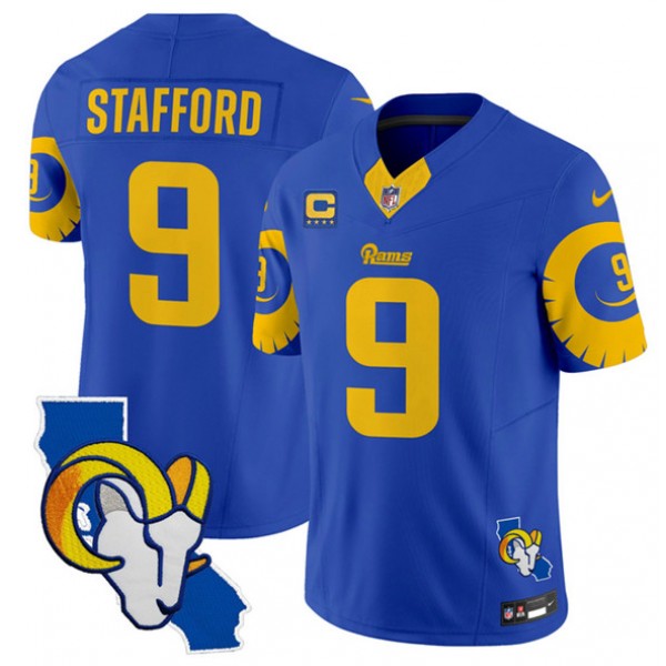 Los Angeles Rams #9 Matthew Stafford Royal 2025 4-Star C Patch F.U.S.E. V2 Limited Stitched Jersey