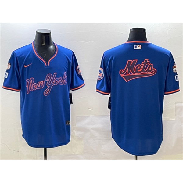 New York Mets Team Big Logo Royal 2025 Spring Training Stitched Jersey