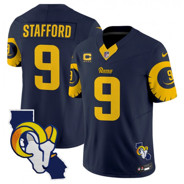 Los Angeles Rams #9 Matthew Stafford Navy 2025 4-Star C Patch F.U.S.E. V2 Limited Stitched Jersey