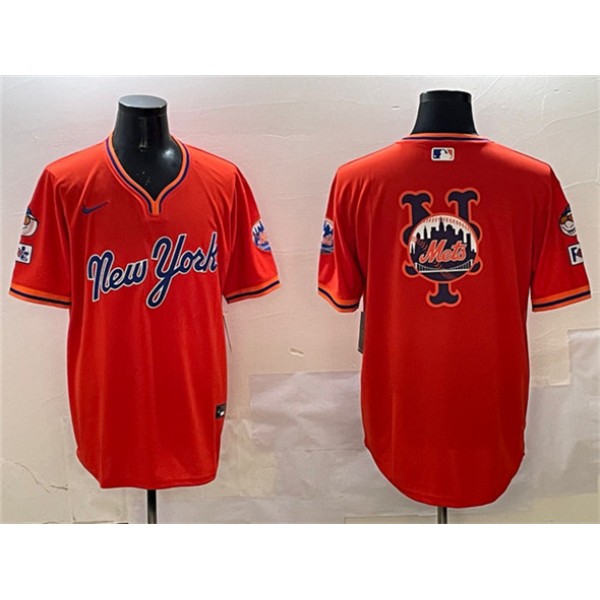 New York Mets Team Big Logo Orange 2025 Spring Training Stitched Jersey