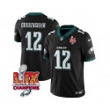 Philadelphia Eagles #12 Randall Cunningham Black 2025 Eagles Logo Super Bowl LIX Patch New F.U.S.E. Vapor Limited Stitched Jersey