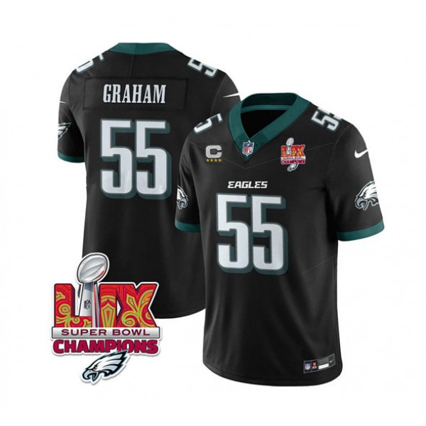 Philadelphia Eagles #55 Brandon Graham Black 2025 Eagles Logo Super Bowl LIX Patch And 4-Star C Patch New F.U.S.E. Vapor Limited Stitched Jersey