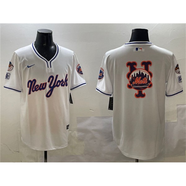 New York Mets Team Big Logo White 2025 Spring Training Stitched Jersey