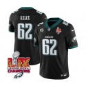 Philadelphia Eagles #62 Jason Kelce Black 2025 Eagles Logo Super Bowl LIX Patch And 4-Star C Patch New F.U.S.E. Vapor Limited Stitched Jersey