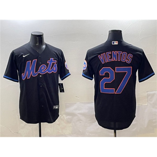New York Mets #27 Mark Vientos Black Cool Base Stitched Jersey