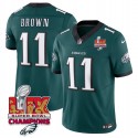 Philadelphia Eagles #11 A.J. Brown Green 2025 Eagles Logo Super Bowl LIX Patch New F.U.S.E. Vapor Untouchable Limited Stitched Jersey