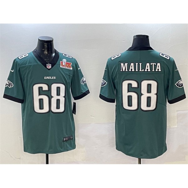Philadelphia Eagles #68 Jordan Mailata Green 2025 Super Bowl LIX Patch New Vapor Untouchable Limited Stitched Jersey