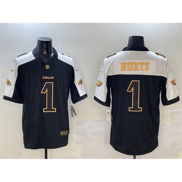 Philadelphia Eagles #1 Jalen Hurts Black Gold New F.U.S.E. Vapor Untouchable Limited Stitched Jersey