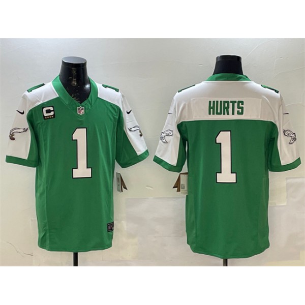 Philadelphia Eagles #1 Jalen Hurts Green White F.U.S.E. 4-Star C Patch Vapor Untouchable Limited Stitched Jersey