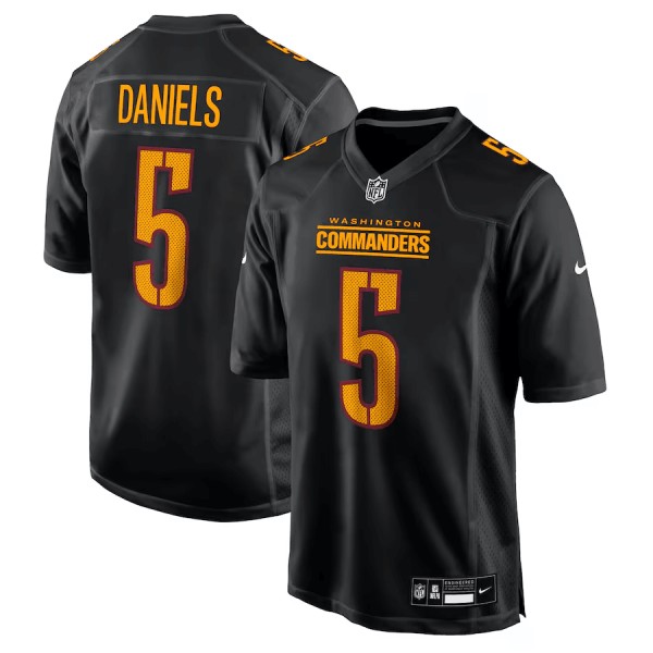 Washington Commanders #5 Jayden Daniels Carbon Black Fashion Stitched Game Jersey