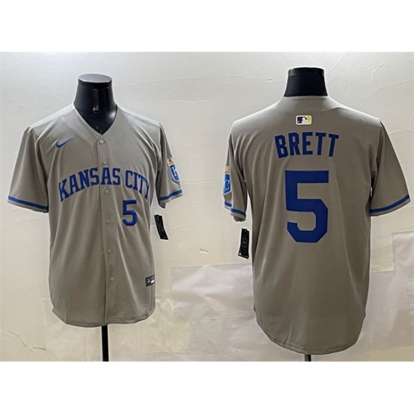 Kansas City Royals #5 George Brett Gray 2024 Away Limited Stitched Jersey