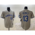 Kansas City Royals #13 Salvador Perez Gray 2024 Away Limited Stitched Jersey