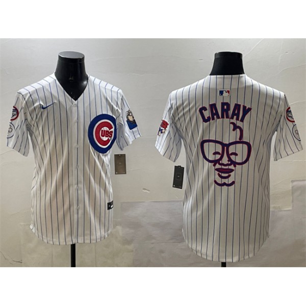 Chicago Cubs White Harry Caray 'Holy Cow' Patch Limited Stitched Jersey