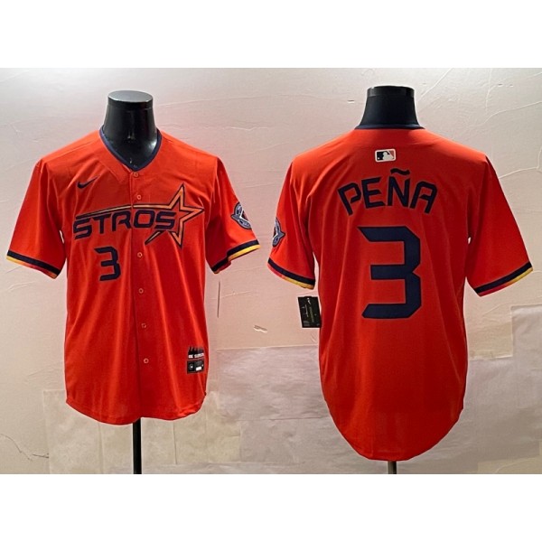 Houston Astros #3 Jeremy Peña Orange 2025 City Connect Limited Stitched Jersey