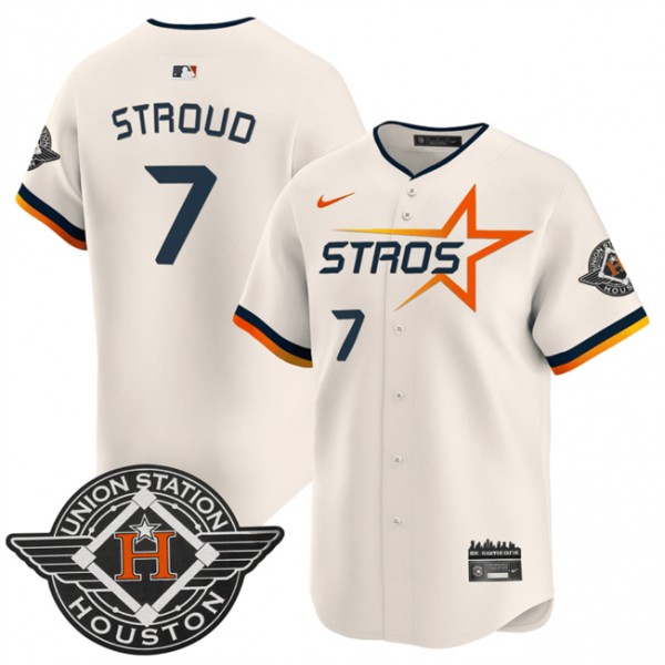 Houston Astros #7 C.J. Stroud Cream 2025 City Connect Limited Stitched Jersey
