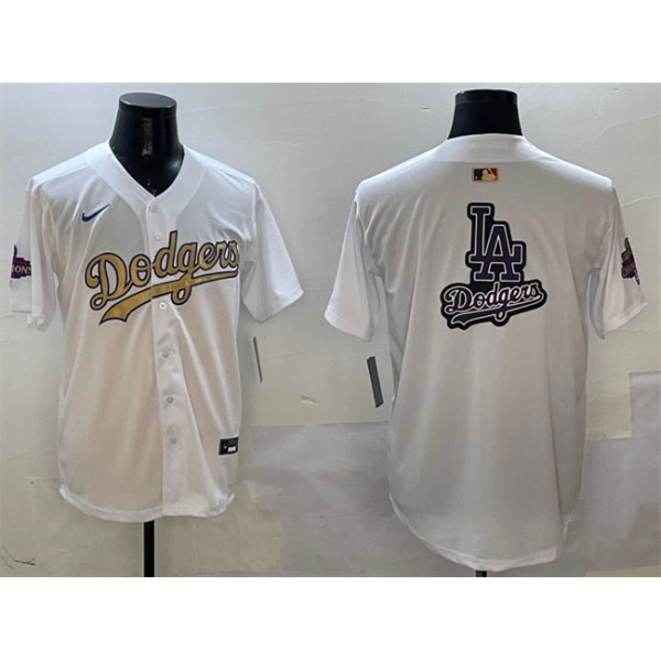 Los Angeles Dodgers Team Big Logo White 2025 Gold Collection Limited Stitched Jersey