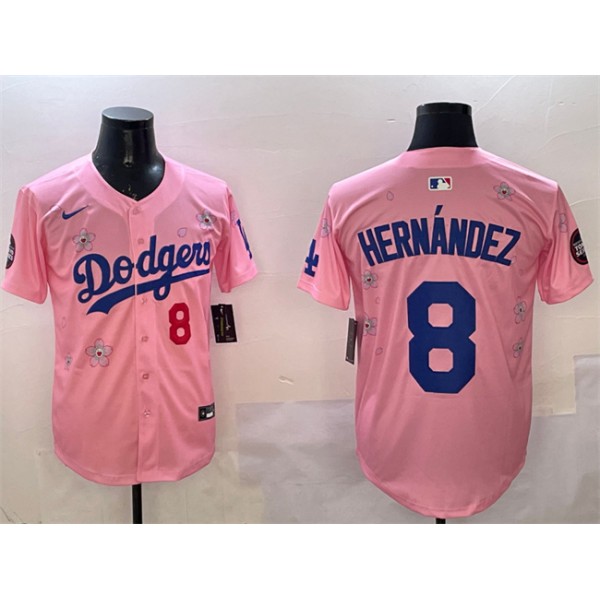 Los Angeles Dodgers #8 Enrique Hernández Pink 2025 Tokyo Series Limited Stitched Jersey