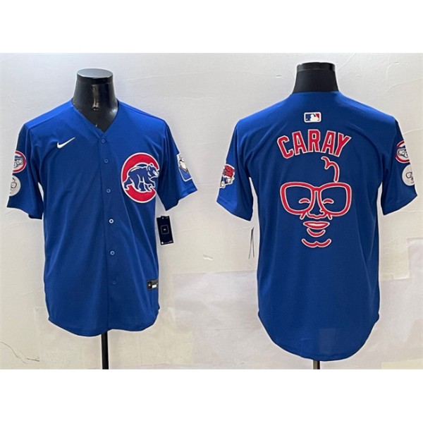 Chicago Cubs Royal Harry Caray 'Holy Cow' Patch Limited Stitched Jersey
