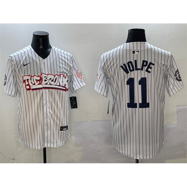 New York Yankees #11 Anthony Volpe White Bronx Graffiti Vapor Limited Stitched Jersey