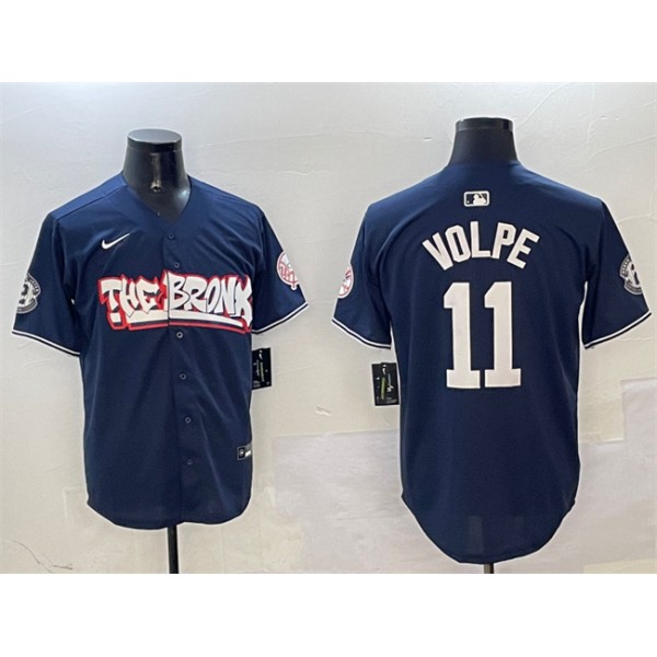 New York Yankees #11 Anthony Volpe Navy Bronx Graffiti Vapor Limited Stitched Jersey