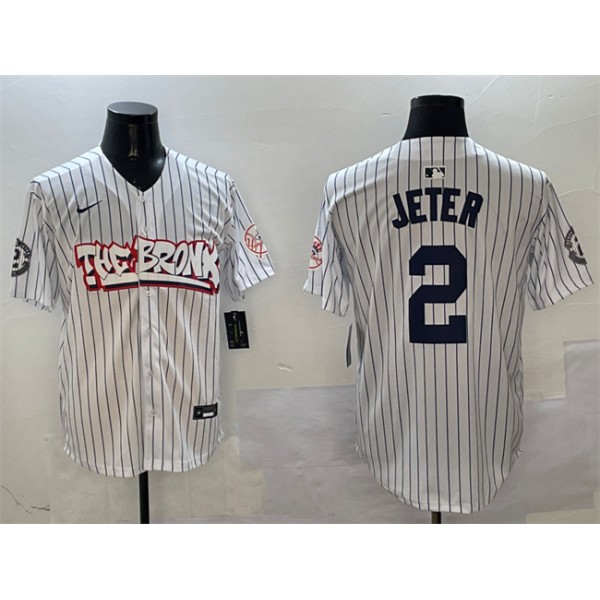 New York Yankees #2 Derek Jeter White Bronx Graffiti Vapor Limited Stitched Jersey