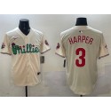 Philadelphia Phillies #3 Bryce Harper Cream Phanatic Limited Stitched Jersey