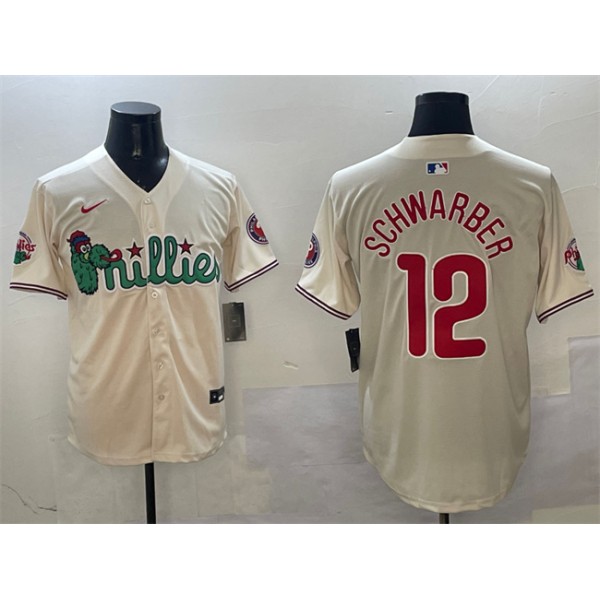 Philadelphia Phillies #12 Kyle Schwarber Cream Phanatic Limited Stitched Jersey