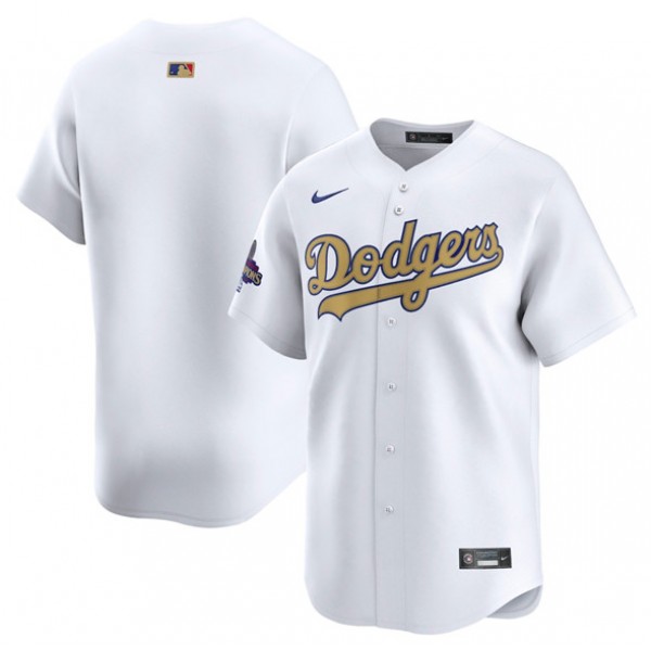 Los Angeles Dodgers Blank White 2025 Gold Collection Limited Stitched Jersey
