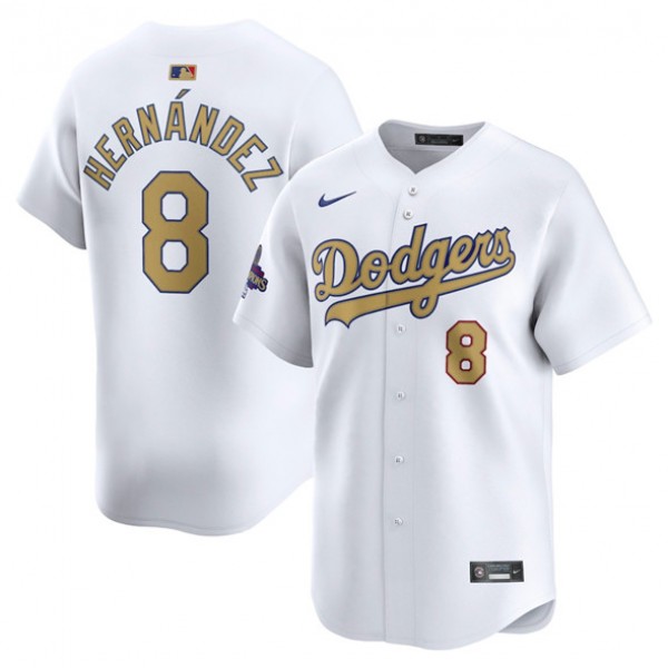 Los Angeles Dodgers #8 Enrique Hernández White 2025 Gold Collection Limited Stitched Jersey