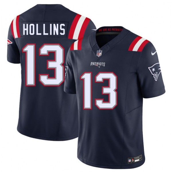 New England Patriots #13 Mack Hollins Navy 2025 F.U.S.E. Vapor Limited Stitched Jersey