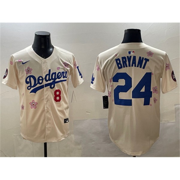 Los Angeles Dodgers Front #8 Back #24 Kobe Bryant Cream 2025 Tokyo Series Limited Stitched Jersey